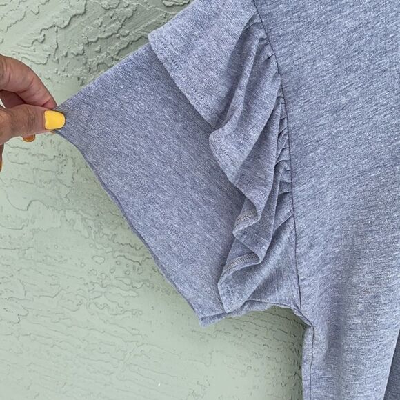 Terra & Sky Sz 2X Gray Ruffled Sleeve Tee - Picture 3 of 8